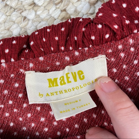 Anthropologie Maeve Rita Ruffled One Shoulder Red Polka Dot Top - Picture 6 of 10